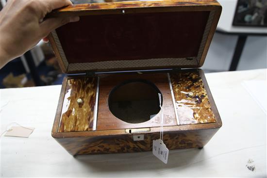 A Victorian blond tortoiseshell tea caddy, 12in.
